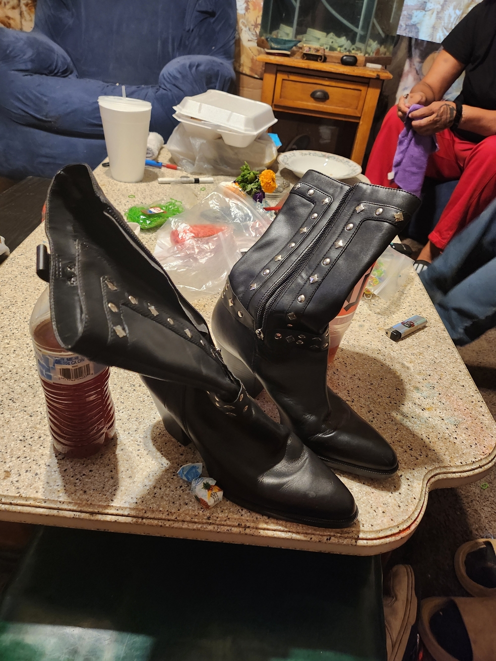 Size 8 Harley-Davidson Black Studded Mid-Calf Leather Boots